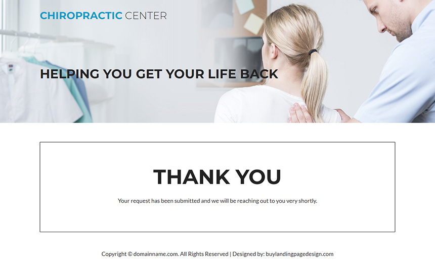 chiropractic center lead gen landing page design