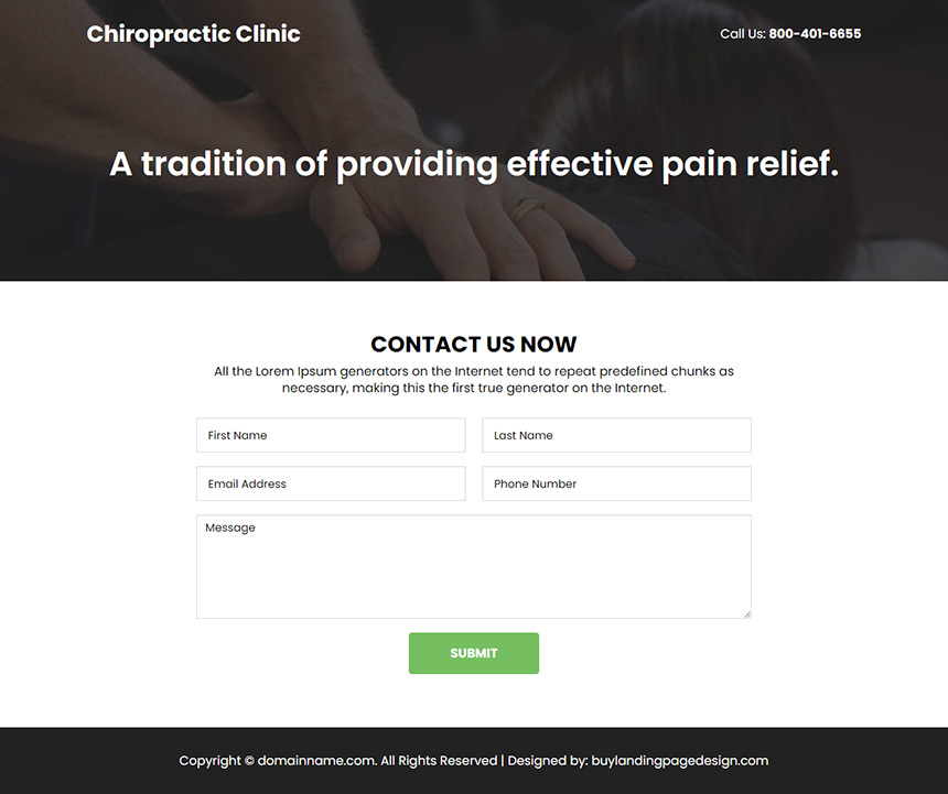 professional chiropractic clinic lead capture responsive landing page
