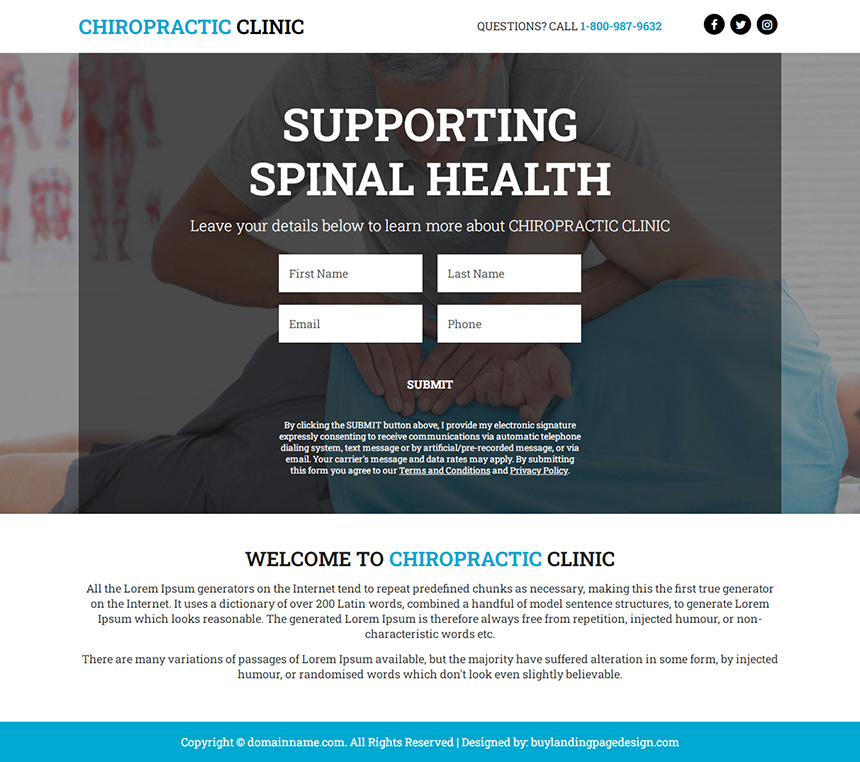 chiropractic clinic responsive funnel design