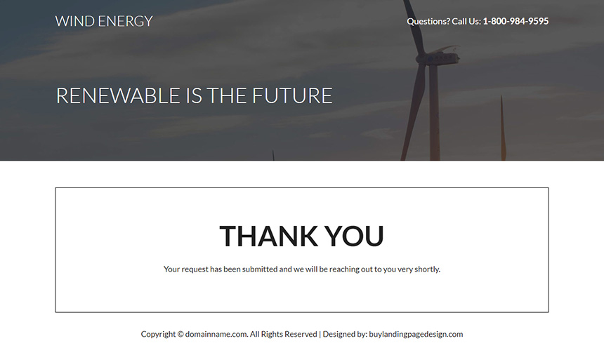 clean wind energy responsive landing page