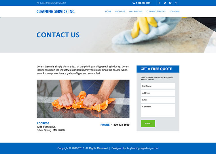 cleaning services responsive website template design
