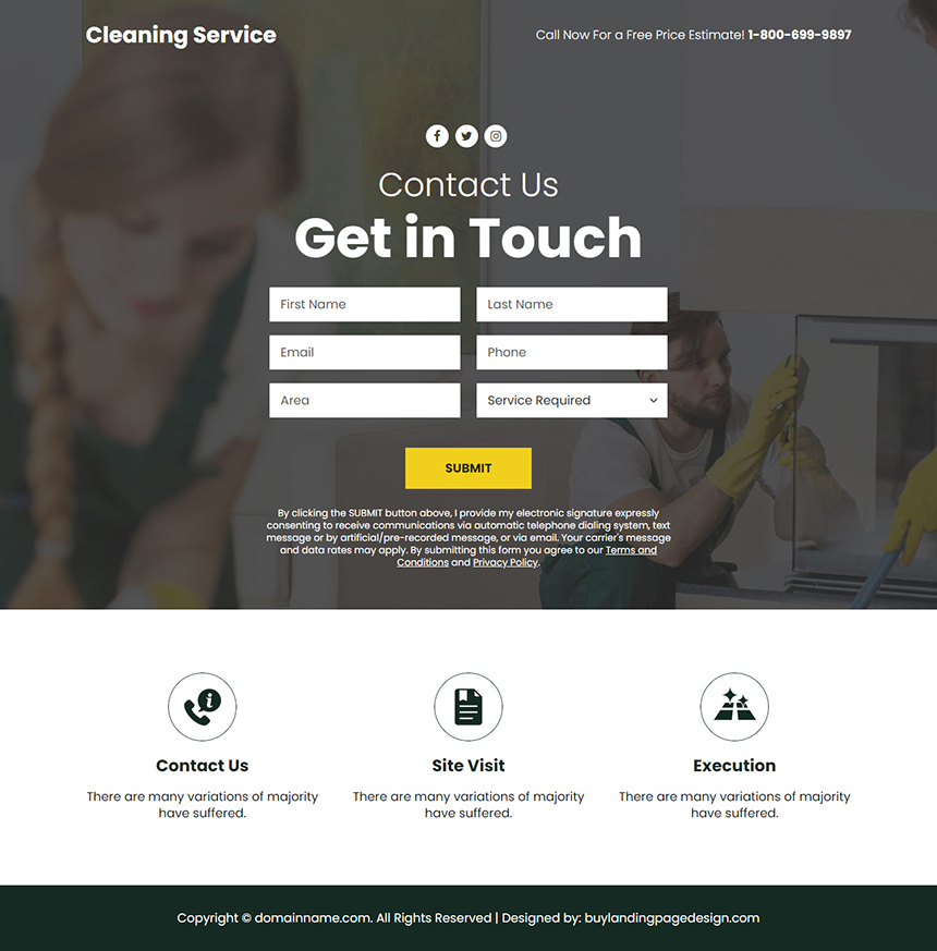 cleaning service responsive video funnel design