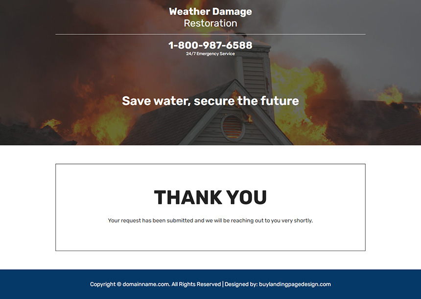 weather damage restoration service landing page