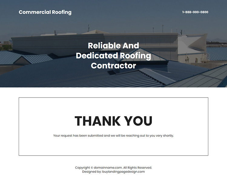 commercial roofing service lead capture landing page