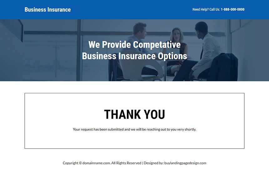 business insurance free consultation responsive landing page