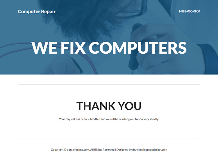 computer repair and installation responsive landing page
