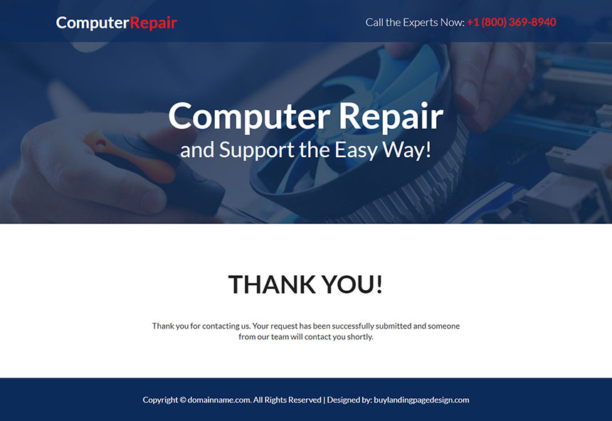 computer repair and maintenance service landing page