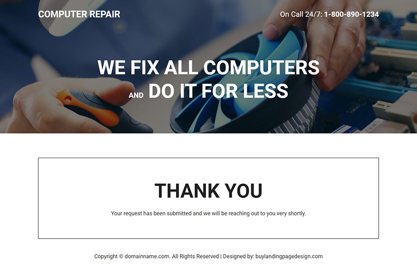professional computer repair service landing page design