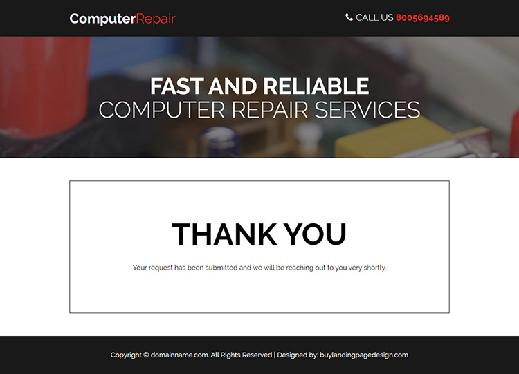 computer repair service instant quote landing page design