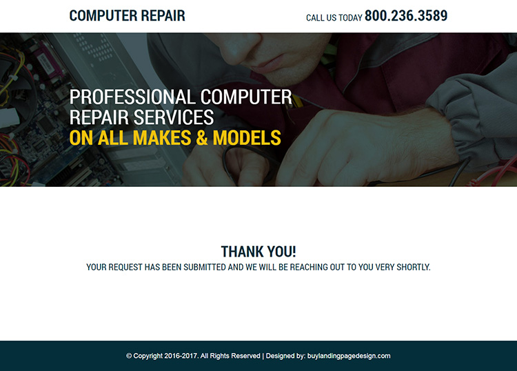 responsive computer repair service landing page design