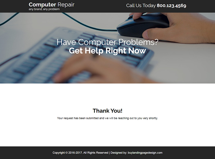 computer repair service responsive landing page design