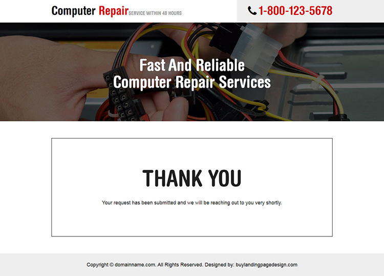 computer repair specialist responsive landing page design