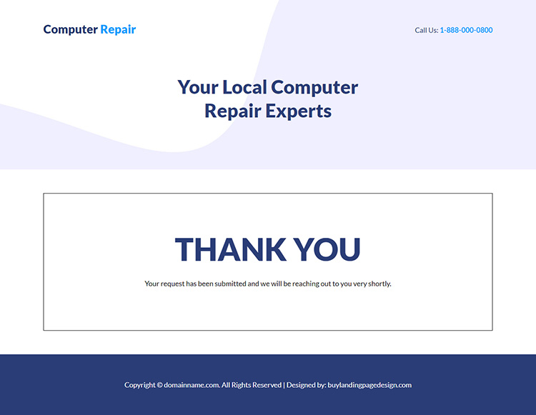 computer repair experts responsive landing page design