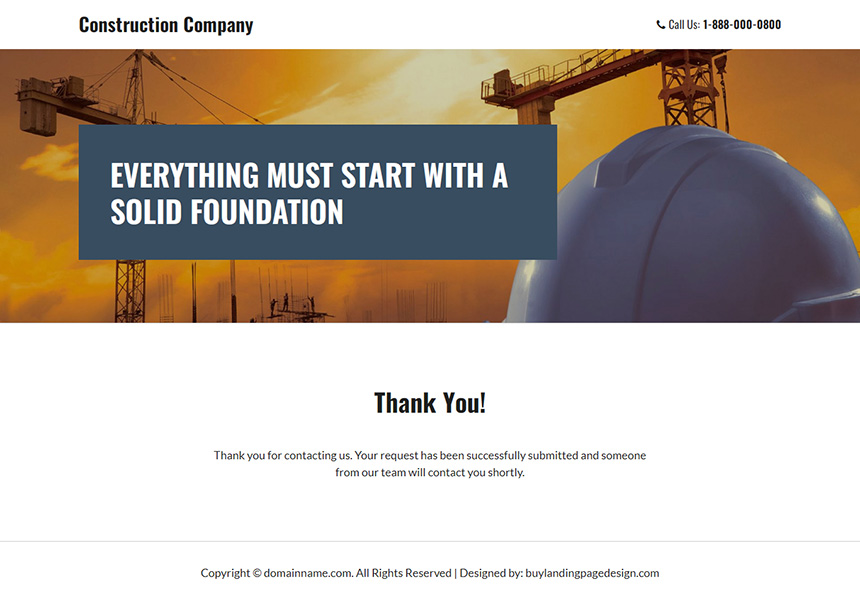 construction company lead capture responsive landing page