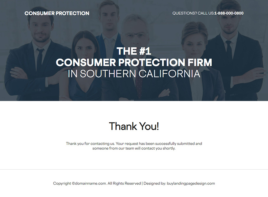consumer protection law firm lead capture landing page