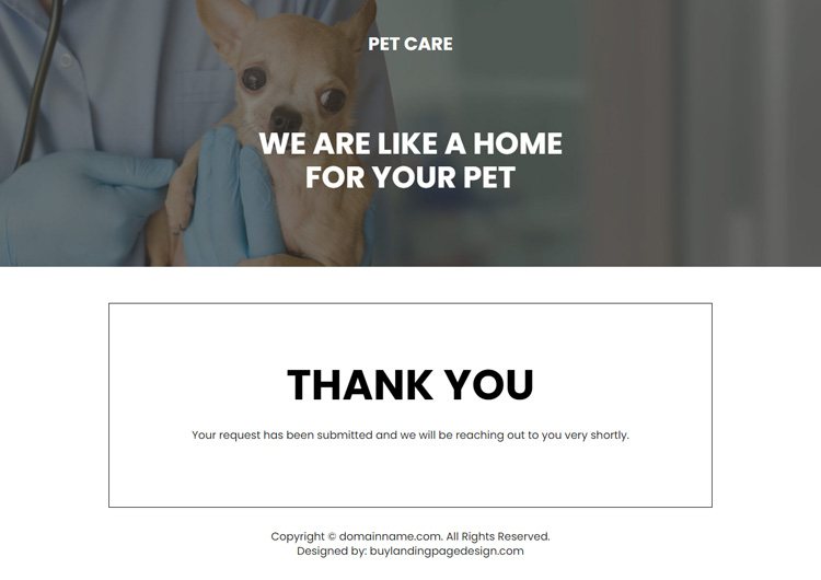pet care services lead capture landing page design