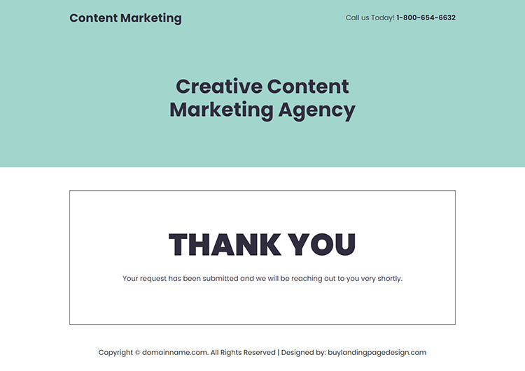 creative content marketing agency responsive landing page
