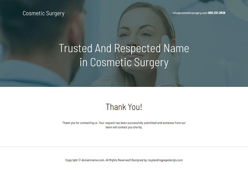 cosmetic surgery free consultation responsive landing page