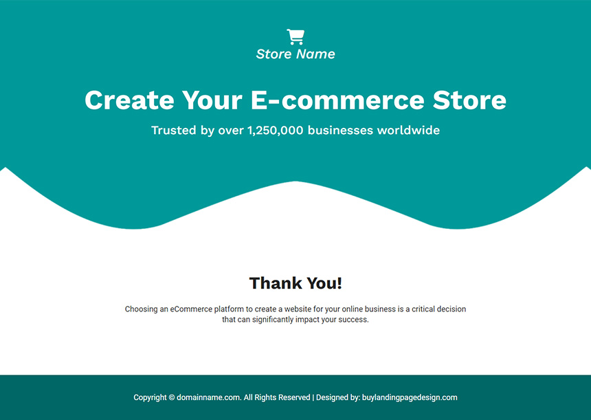 create your ecommerce store responsive landing page
