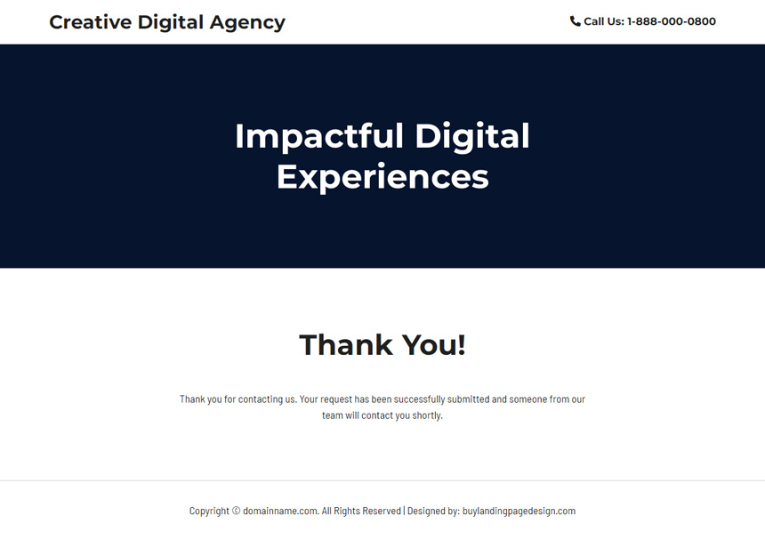 creative digital agency lead capture responsive landing page