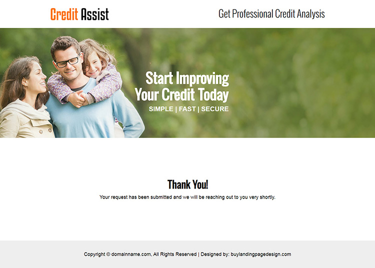 credit assist service small lead capture responsive landing page design