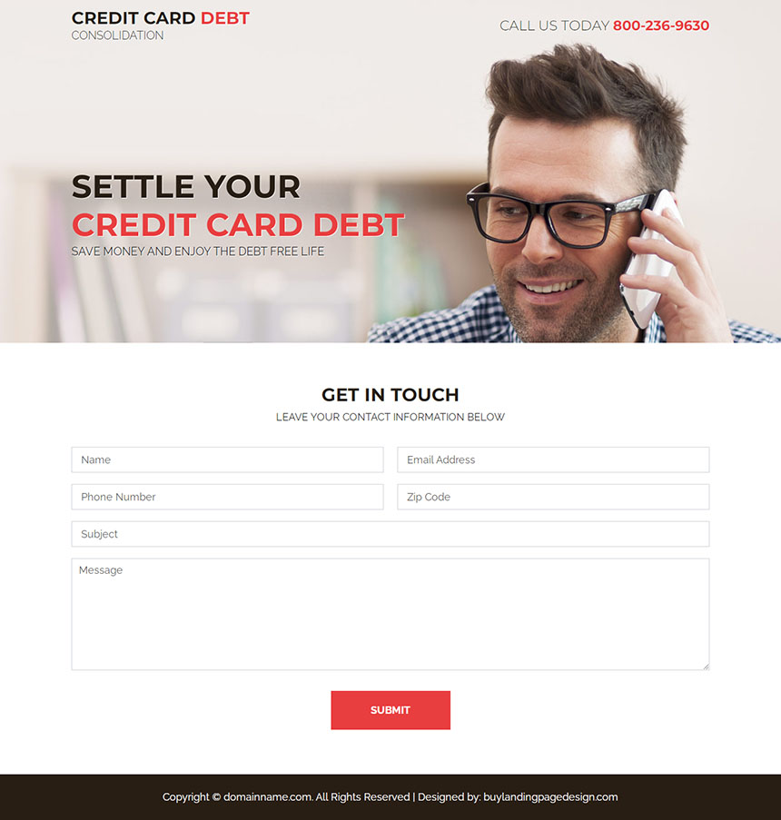 credit card debt repair responsive landing page