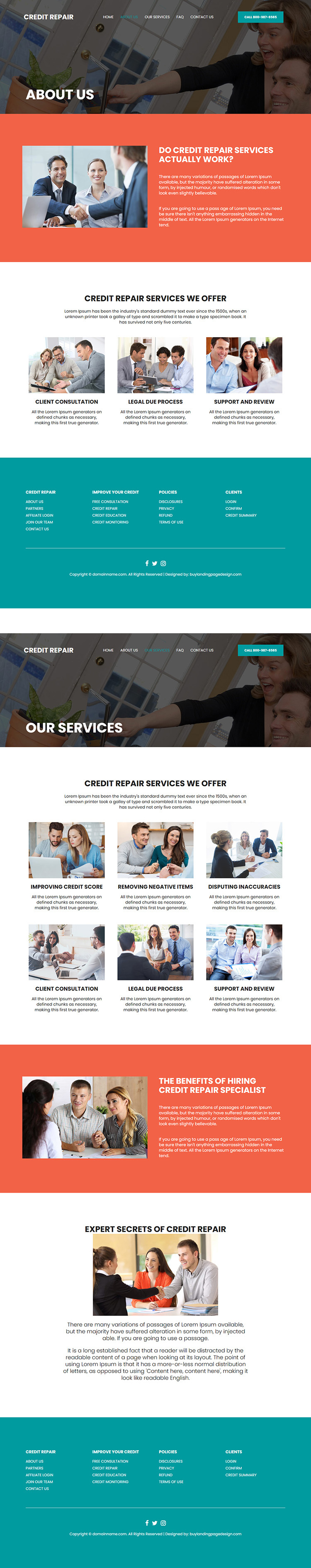 credit repair and monitoring service website design