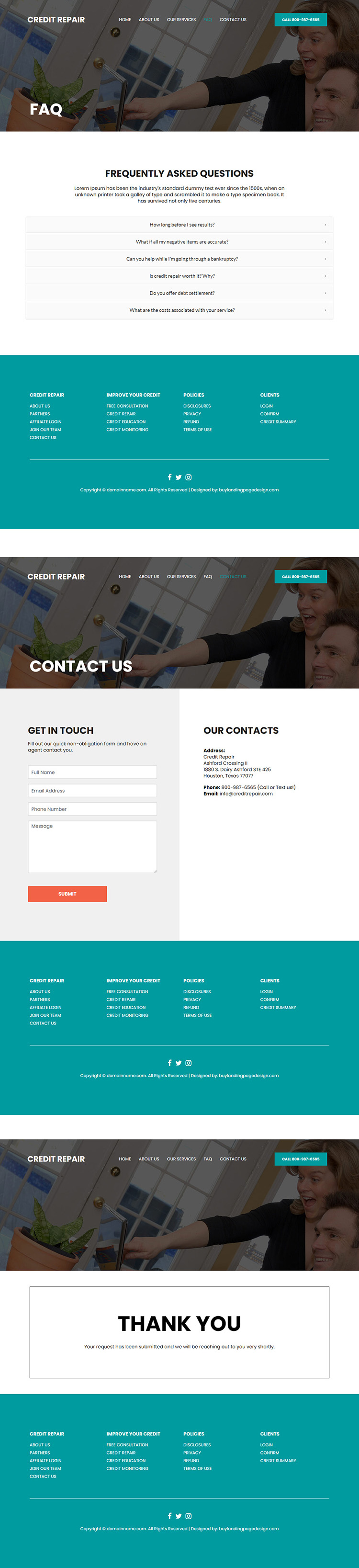 credit repair and monitoring service website design