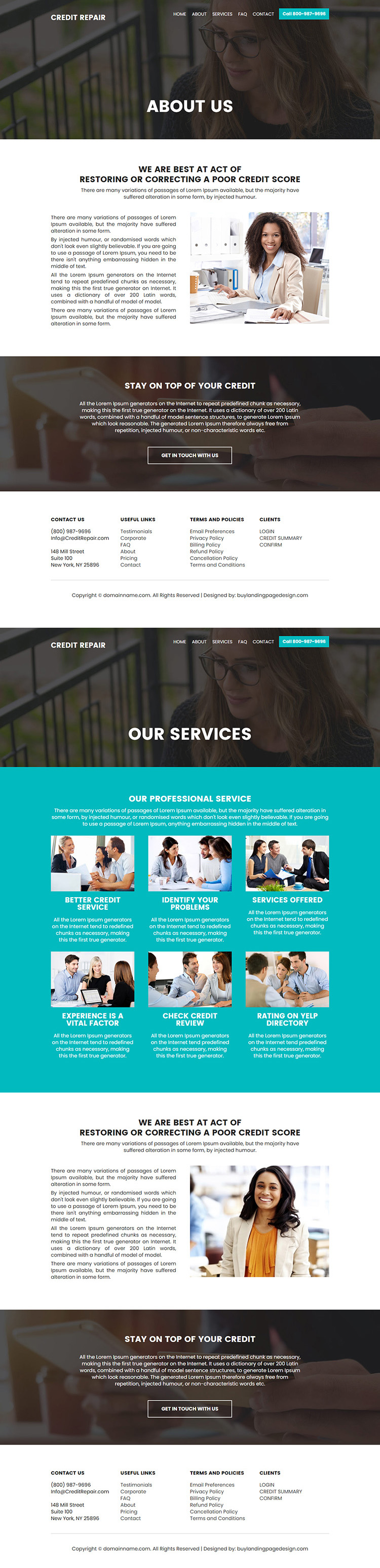 credit repair company free consultation lead capturing landing page