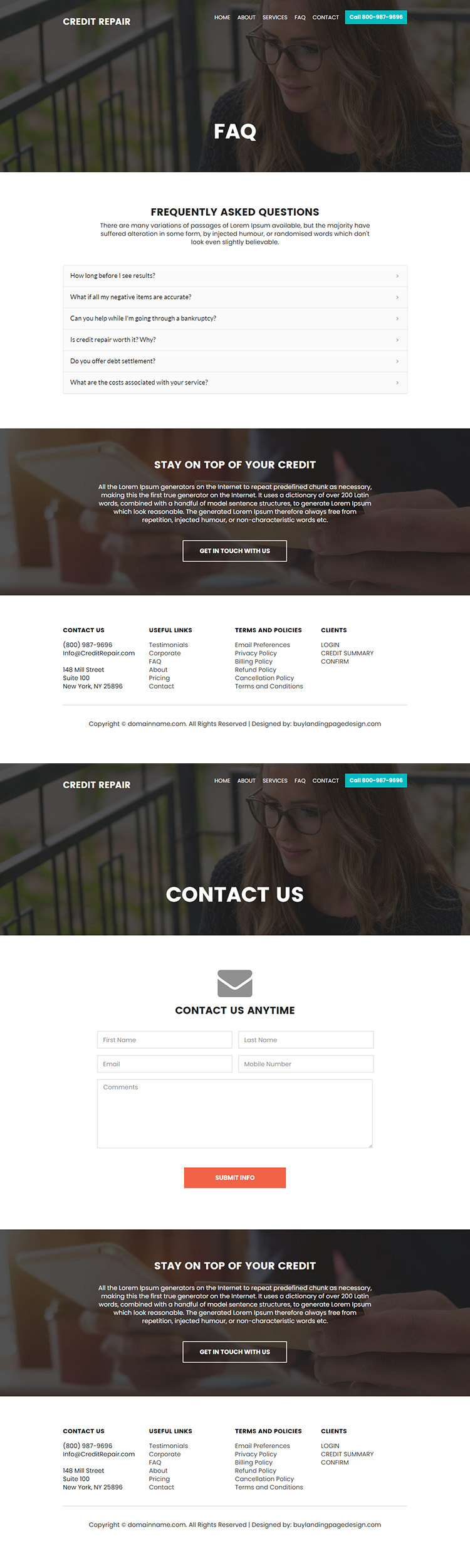 credit repair company free consultation lead capturing landing page