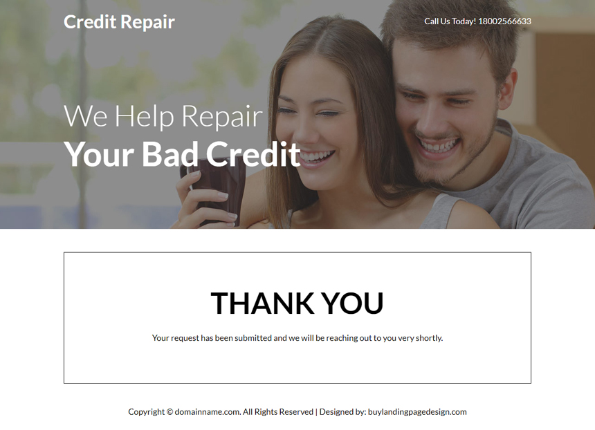 bad credit repair lead capture responsive landing page