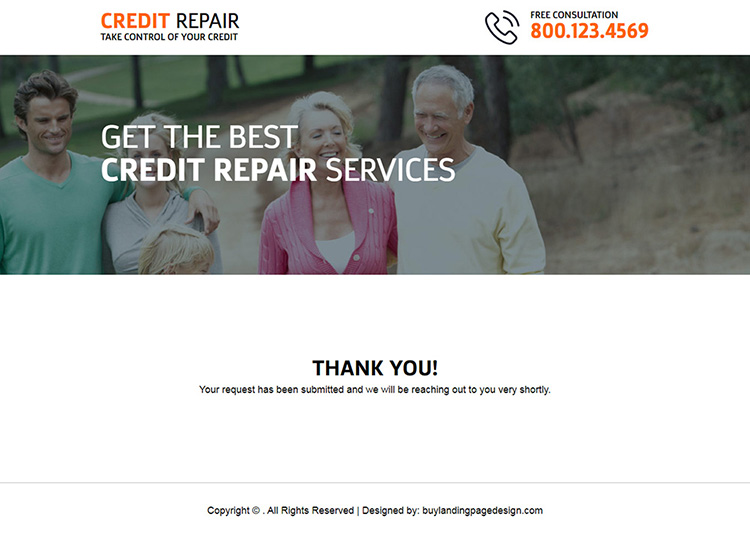 responsive credit repair consultation lead generating landing page