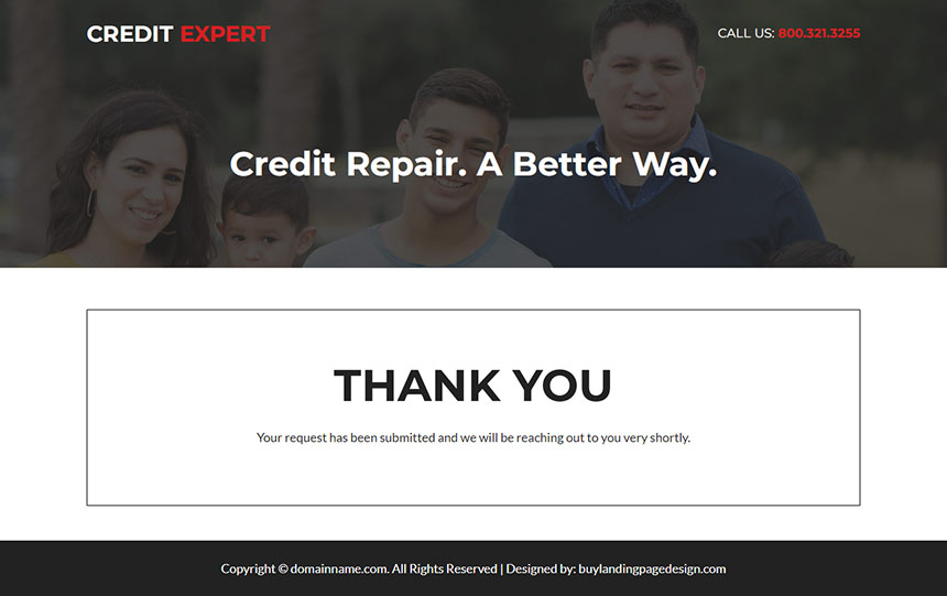 minimal credit repair experts landing page design