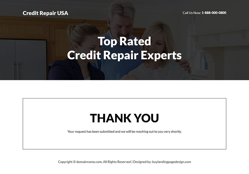 credit repair experts lead capture landing page