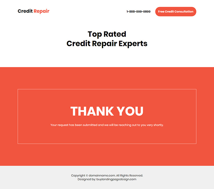 top rated credit repair experts lead capturing responsive landing page
