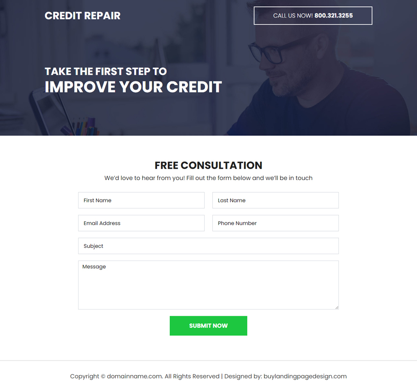 minimal credit repair free consultation landing page