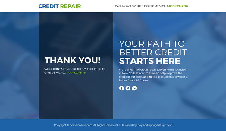 credit repair lead funnel responsive landing page design