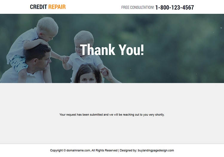 responsive credit repair free consultation lead generating landing page