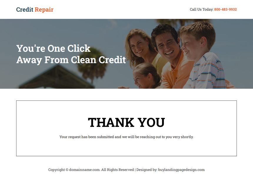 credit repair solutions responsive landing page