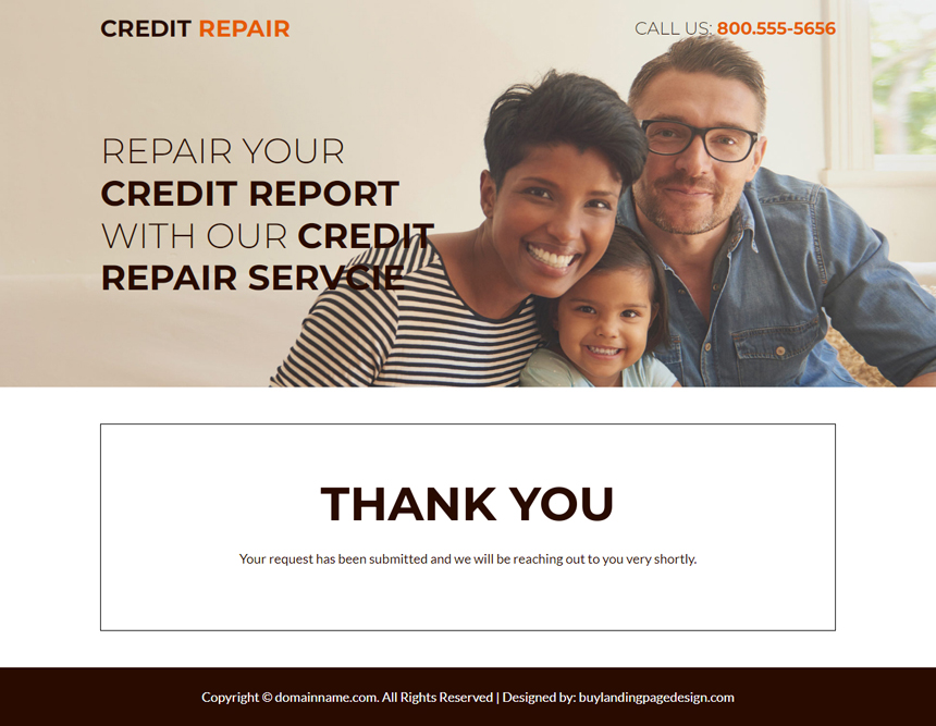 minimal credit repair services landing page