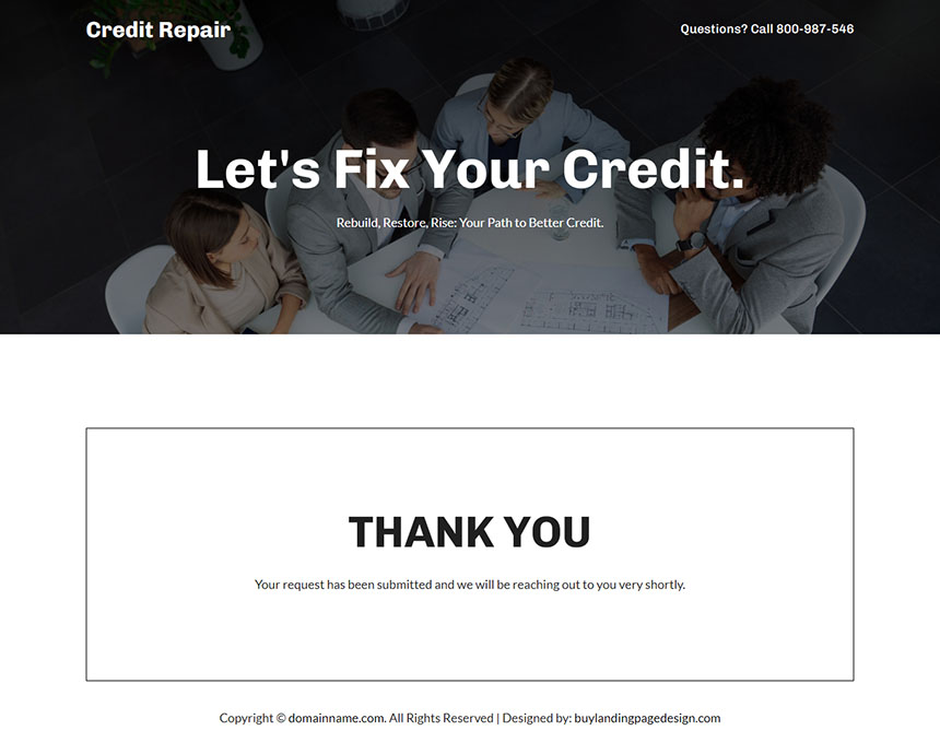 expert credit repair service lead capture landing page