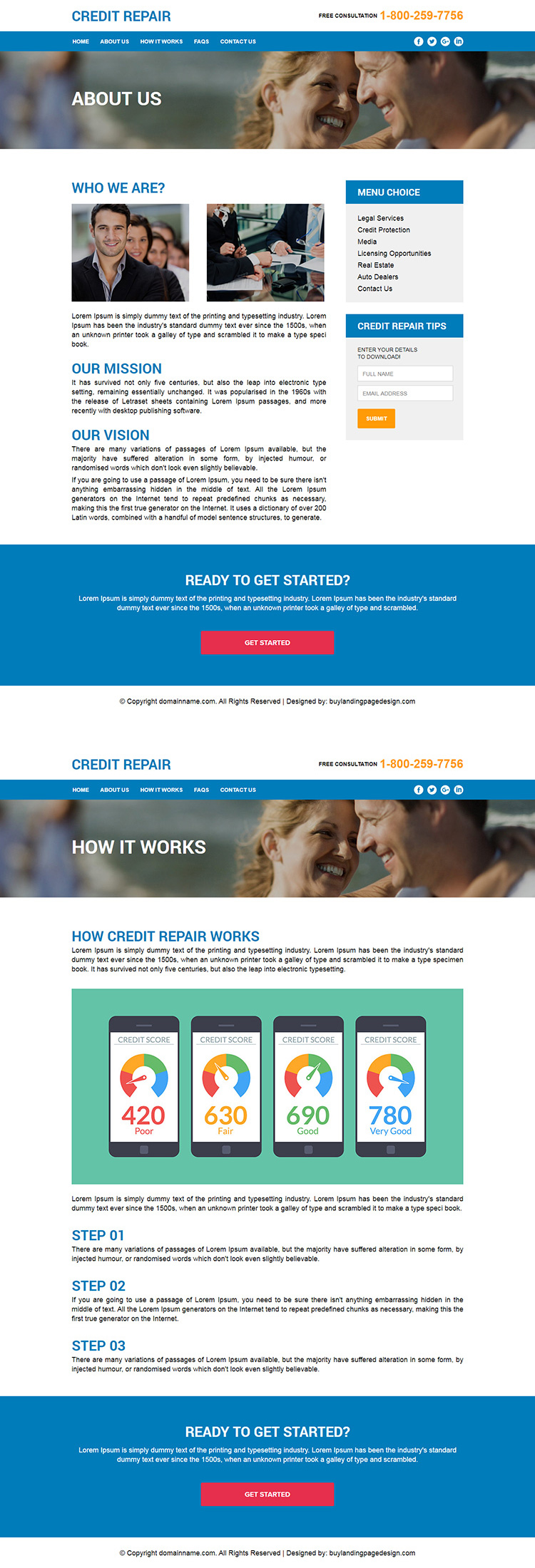 credit repair responsive html website design