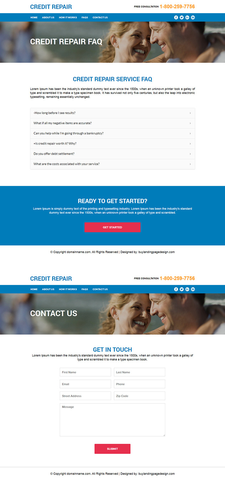 credit repair responsive html website design