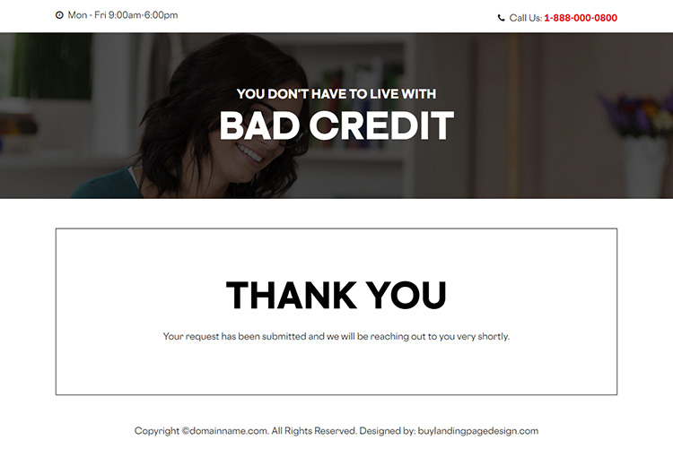 bad credit repair service responsive landing page
