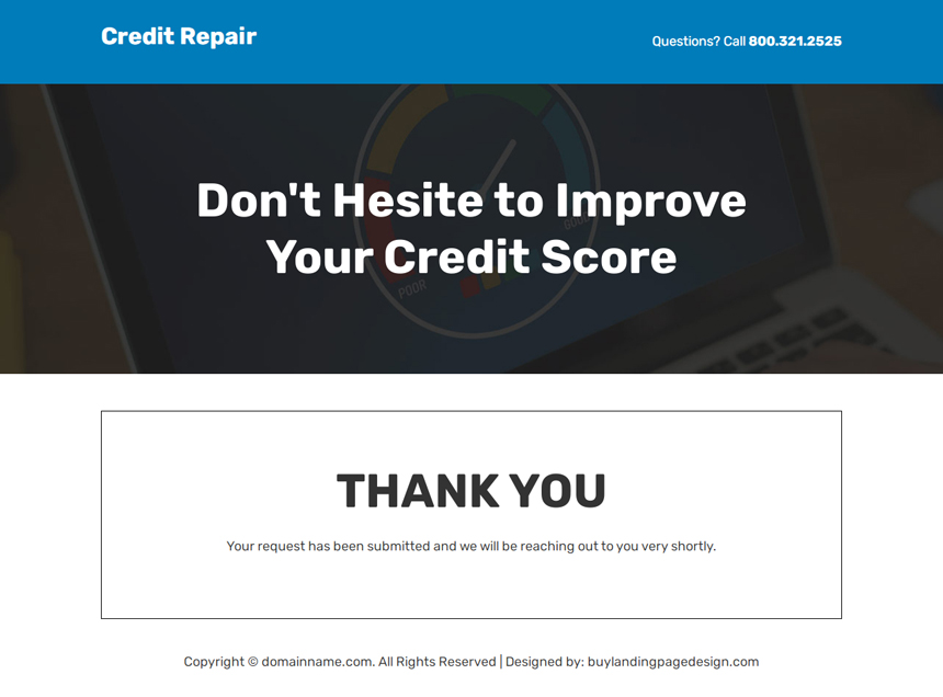 minimal credit repair service responsive landing page
