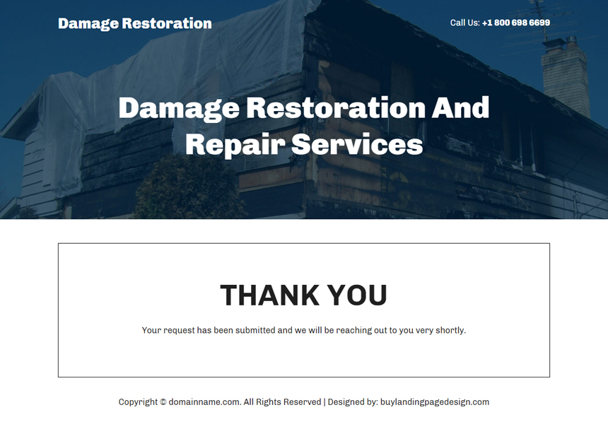 damage restoration and repair service landing page