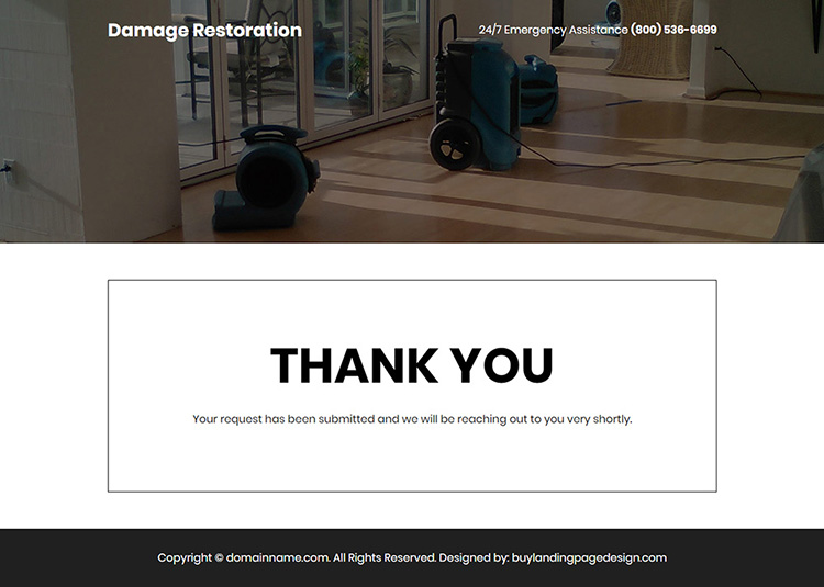 residential and commercial damage restoration services responsive landing page