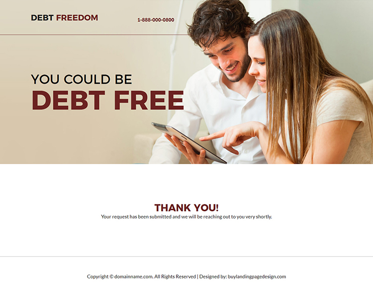best debt relief responsive landing page design