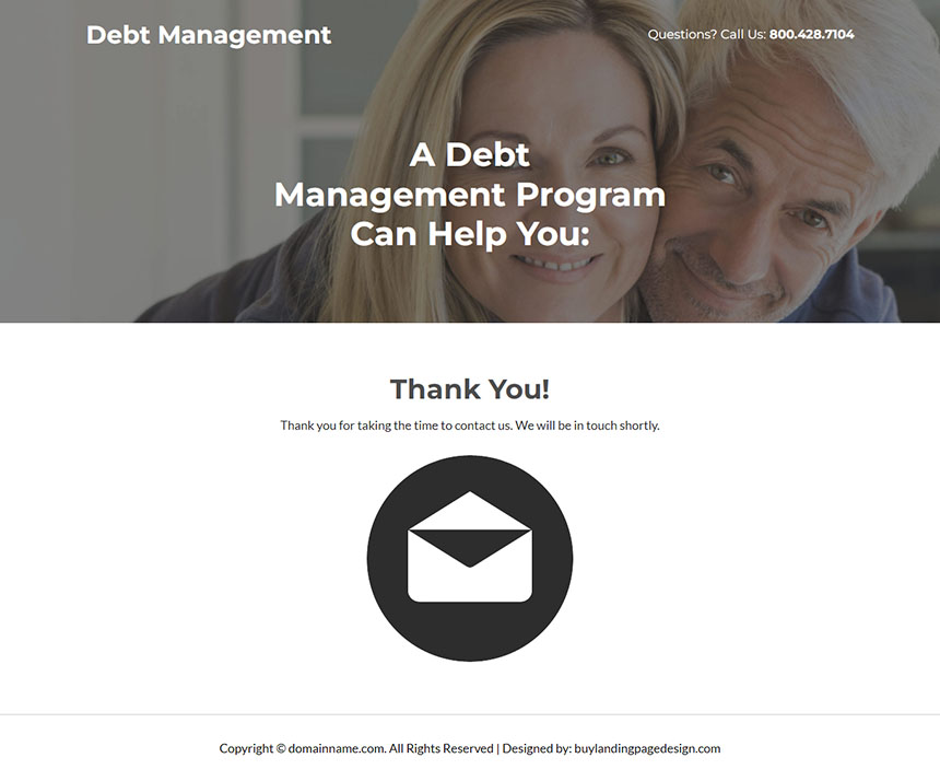 debt management program lead capture responsive landing page