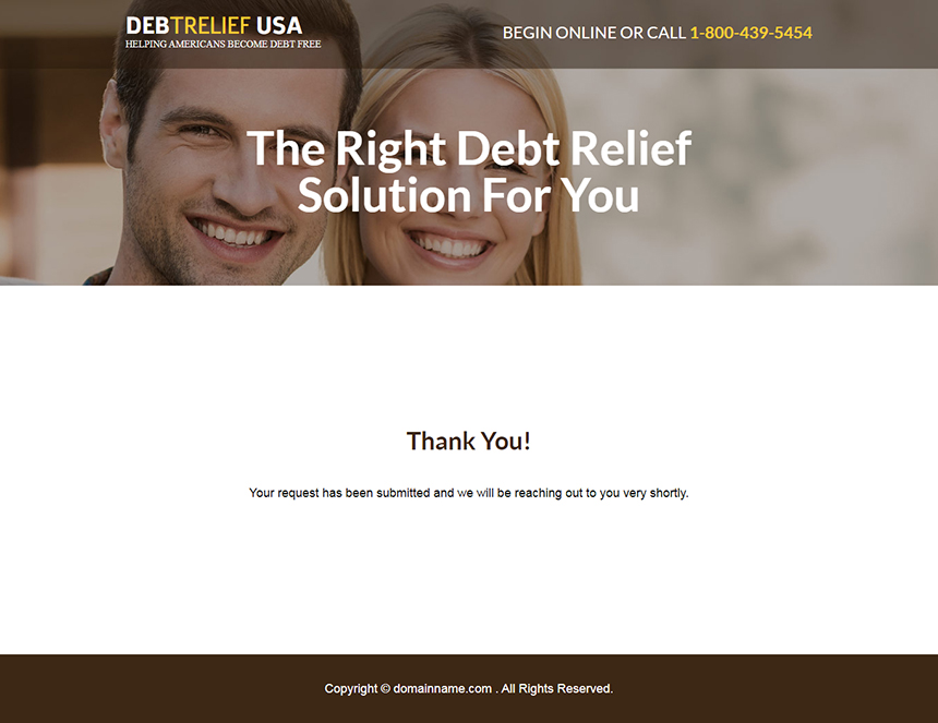 debt relief america free consultation responsive landing page